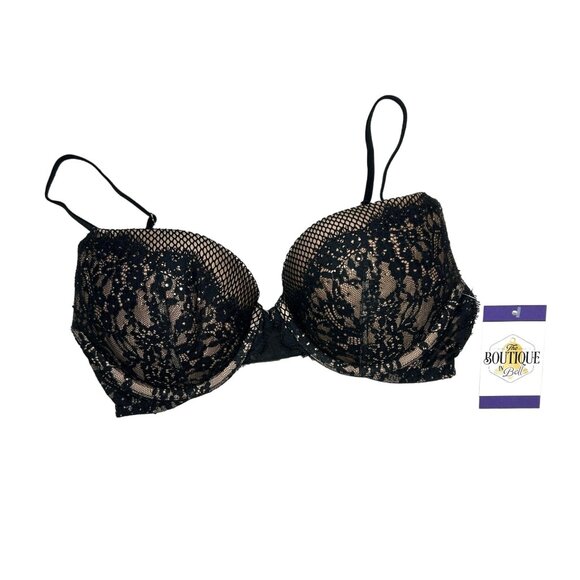 Victoria's Secret 34C Very Sexy Push-Up Bra Nude Black Lace Underwire Adjustable - Picture 1 of 12